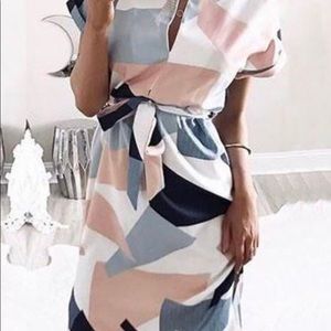 Brand new geometric multi color dress